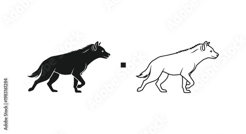 Wolf vs Dog: Canine Comparison Design Vector