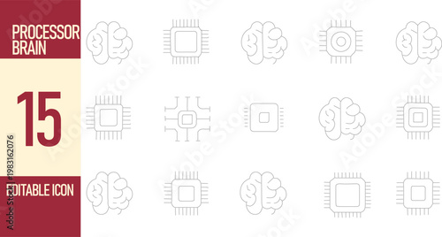 Brain and Processor Icon