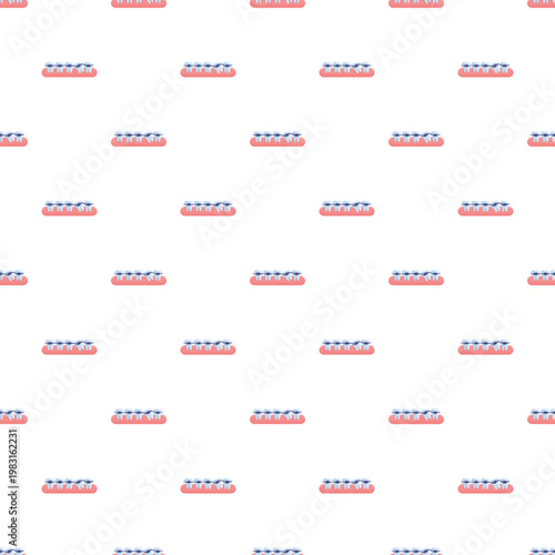 Aligned teeth with dental braces creating a seamless pattern