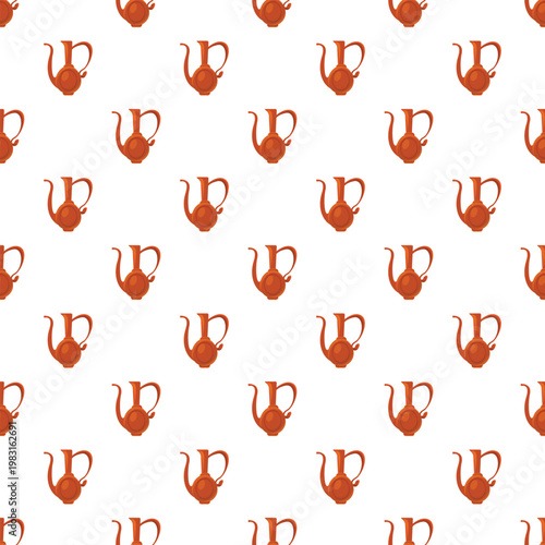 Traditional arabian water jugs creating a seamless pattern on a white background
