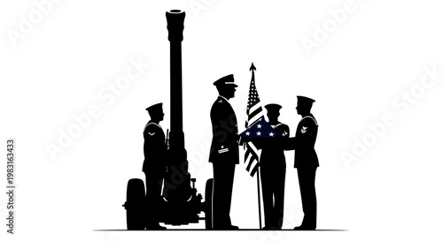 Military Honor Guard Folds Flag Beside Cannon, Symbolizing Sacrifice and Remembrance