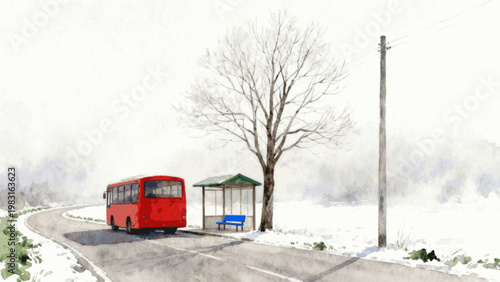 Waiting Place Small Bus Stop isolated watercolor vector illustration svg