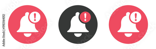 System alert notification bell icons with red and dark gray circular backgrounds for mobile application user.