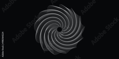Schilderij op canvas Abstract spiral vortex vector, dark metallic geometric swirl, futuristic monochr