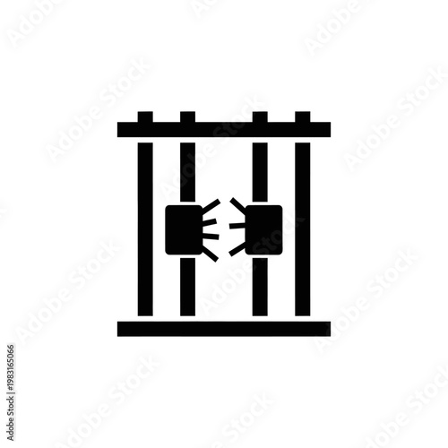 Black Silhouette of Hands Gripping Prison Bars Symbolizing Imprisonment