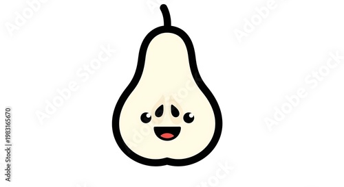 Smiling Pear Fruit Cartoon Character.