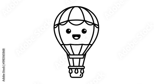 Cartoon hot air balloon smiling.