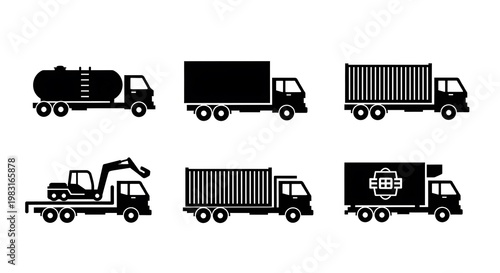 Black truck icons on white.