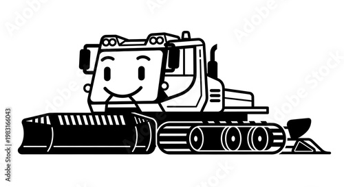 Smiling cartoon bulldozer machine.