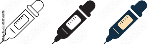 Three dropper icons: outline, solid black, and color illustration variations