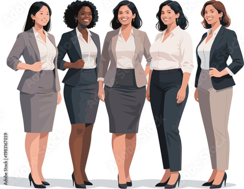Create a realistic kinds of deferent Woman in her 30s (office worker) - Successful weight loss vector art with white background..