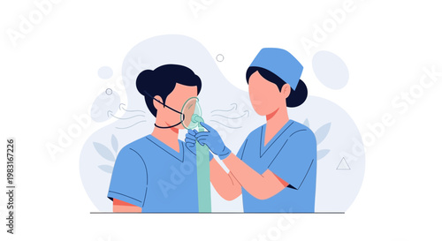 Nurse Administers Oxygen Mask to Patient in Medical Setting