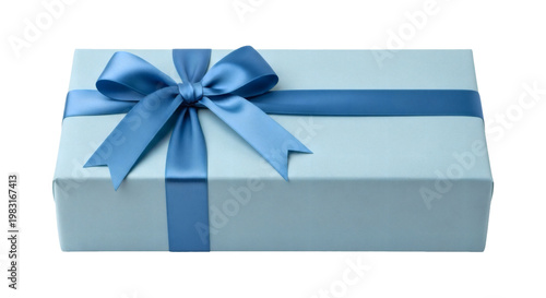 Beautifully Wrapped Blue Gift Box with Ribbon, Perfect for Celebrating Special Occasions or Giving