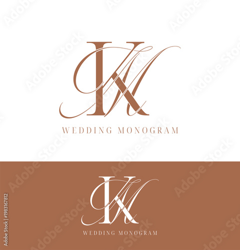 Elegant wedding monogram with initial letters HM