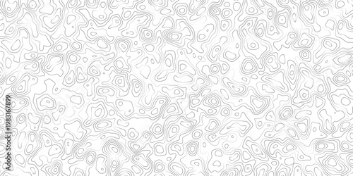 Topographic map design with wavy lines and contours on white background
