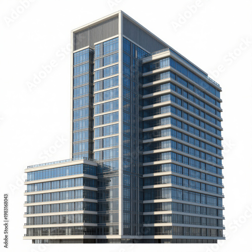 Modern Glass Skyscraper with Geometric Architectural Design