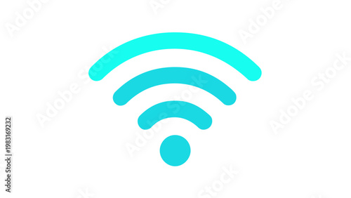 Vibrant blue gradient Wi-Fi signal vector icon illustration for wireless internet connectivity, data transmission, and telecommunications technology, featuring a modern minimalist flat design.