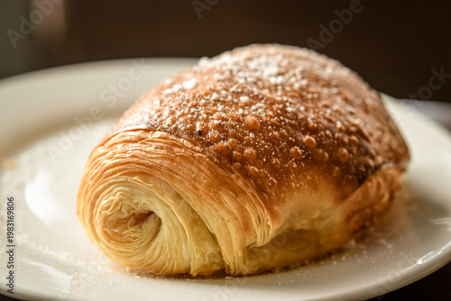 croissant close up on a white plate