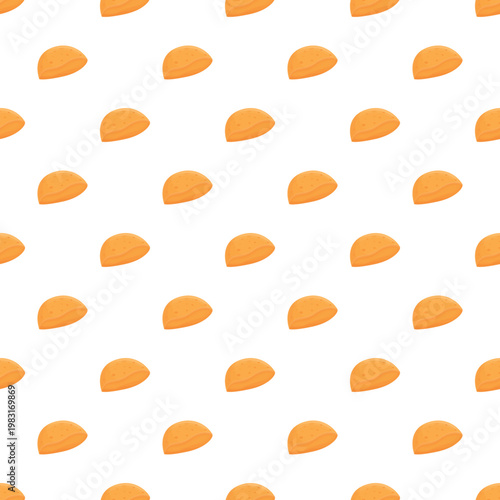 Pita bread elements forming a repeating pattern on white background