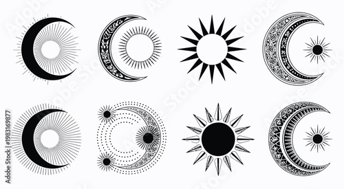 Spiritual Sun and Moon Icons – Decorative Celestial Pack