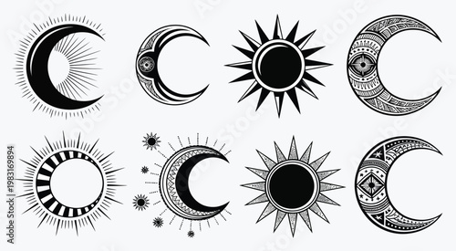Moon and Sun Icon Collection – Esoteric Celestial Designs