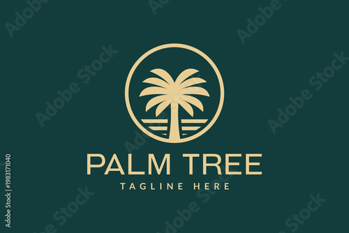 palm tree logo vector illustration. luxury palm logo template