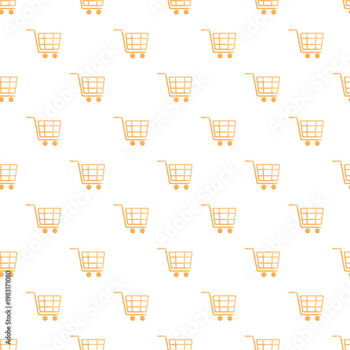 Shopping cart icons forming a seamless pattern representing online and offline commerce