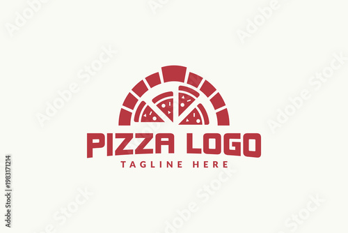 pizza logo vector illustration. pizza oven logo template	