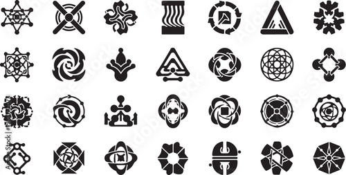 Collection of various geometric and spiritual symbols