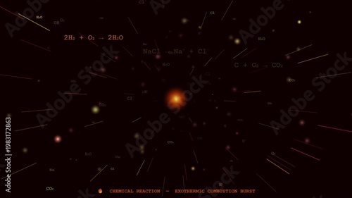 Wallpaper Mural Seamless looping 3D render of Chemical Reaction designed for modern academic and technology-related backgrounds. Torontodigital.ca