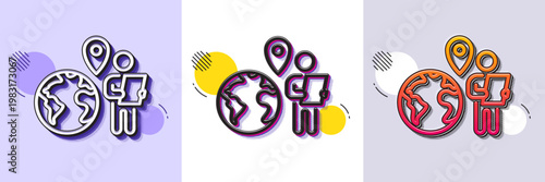 Outsource work line icon. Halftone dotted pattern. Gradient icon with grain shadow. Freelance job sign. Remote employee symbol. Line outsource work icon. Various designs. Vector