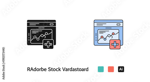 Stock Dashboard with Plus Sign: Data Analysis Icon