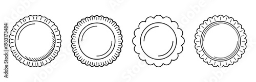 Ravioli pasta shapes, italian food, outline vector illustration set collection