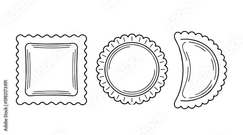 A different type of italian ravioli on a plain surface
