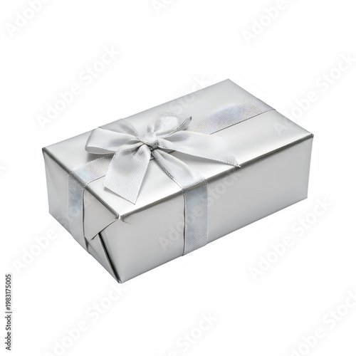 Elegant silver gift box with intricate monogram design on its lid