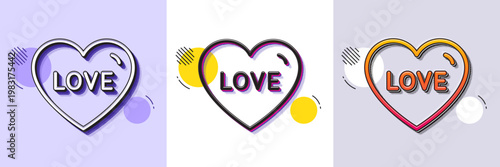 Love line icon. Halftone dotted pattern. Gradient icon with grain shadow. Sweet heart sign. Valentine day symbol. Line love icon. Various designs. Vector