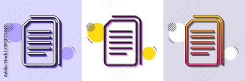 Copy Documents line icon. Halftone dotted pattern. Gradient icon with grain shadow. Copying Files sign. Paper page concept symbol. Line copy files icon. Various designs. Vector