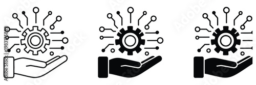 Service provider icon collection set multiple style, symbols representing customer service support, connectivity, and business services including headset chat server and tools icons, vector