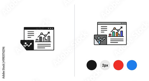 Data analysis dashboard icon, business analytics, financial report