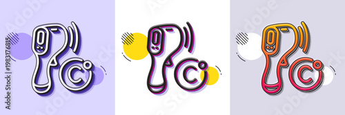 Electronic thermometer line icon. Halftone dotted pattern. Gradient icon with grain shadow. Temperature scanner sign. Fever measuring symbol. Line electronic thermometer icon. Various designs. Vector