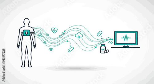 Digital healthcare technology connecting patient monitoring, medical data, and remote diagnostics for better health outcomes