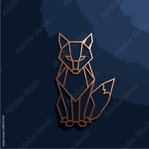 Geometric Copper Fox Illustration Sitting Elegantly.