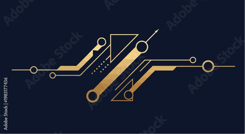 Abstract Golden Geometric Circuit Board Technology Design.