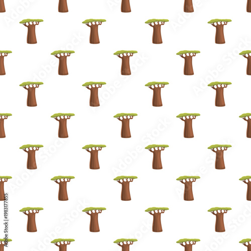 Baobab tree seamless pattern creating a whimsical background design