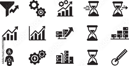 Business Productivity and Time Management Icons Set
