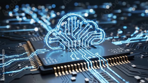 Wallpaper Mural Cloud computing circuit board design for corporate presentations, business marketing, and commercial use Torontodigital.ca