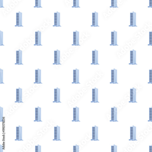 Refrigerator appliances arranged in a repeating pattern against a white background