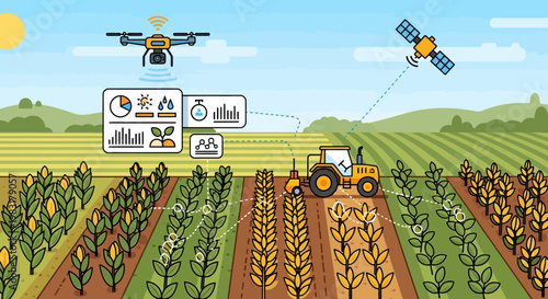 Smart Farming Precision Agriculture with Drones, Tractors, and Satellites for Optimized Crop Yields