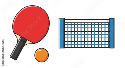 Ping pong game equipment set isolated on white background vector illustration
