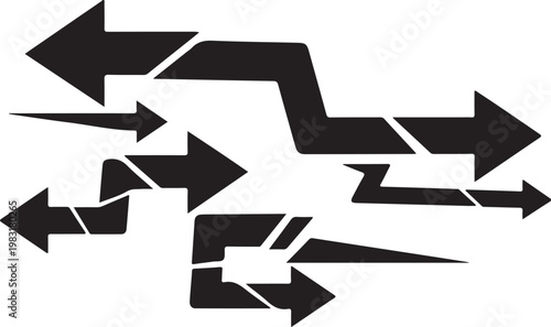 Multiple Black Arrows Pointing Different Directions Randomly